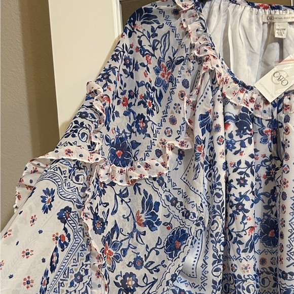Cato Blue and White Floral Blouse - Picture 4 of 11